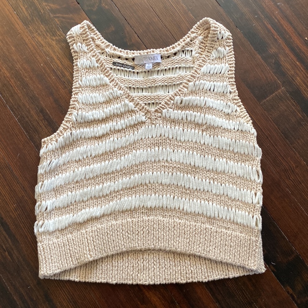 Intermix Tyra Pointelle Knit Crop Top